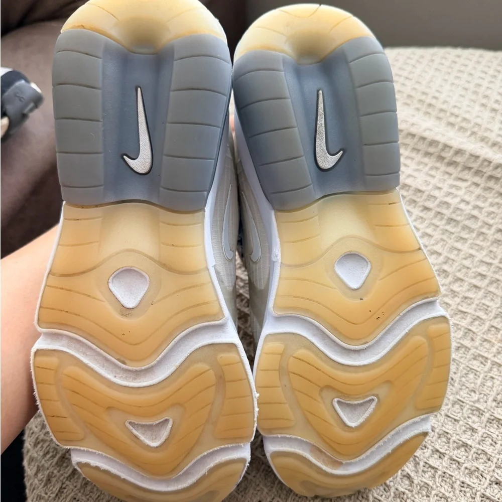 Nike Kids Air Max Sneaker - White with Light Blue and Orange Accents